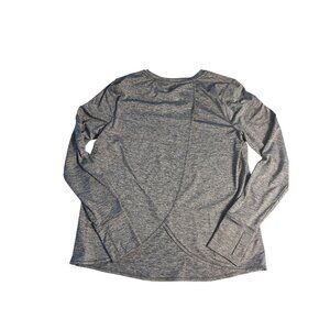 Athleta  M Gray Open Cross-Back Long Sleeve Yoga Shirt Thumbholes crewneck